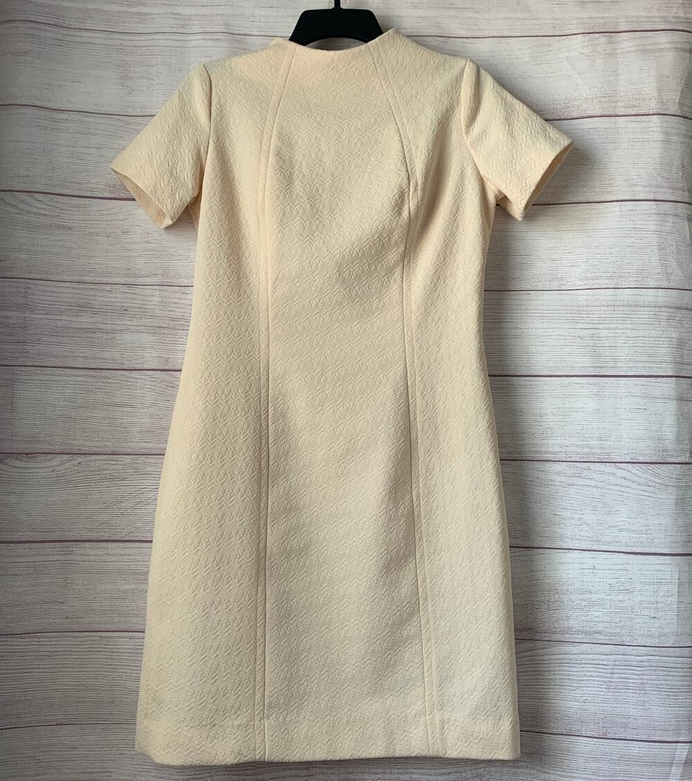 Vintage Styled By Terry Chicago Cream Mod Dress Crimplene Textured 60s